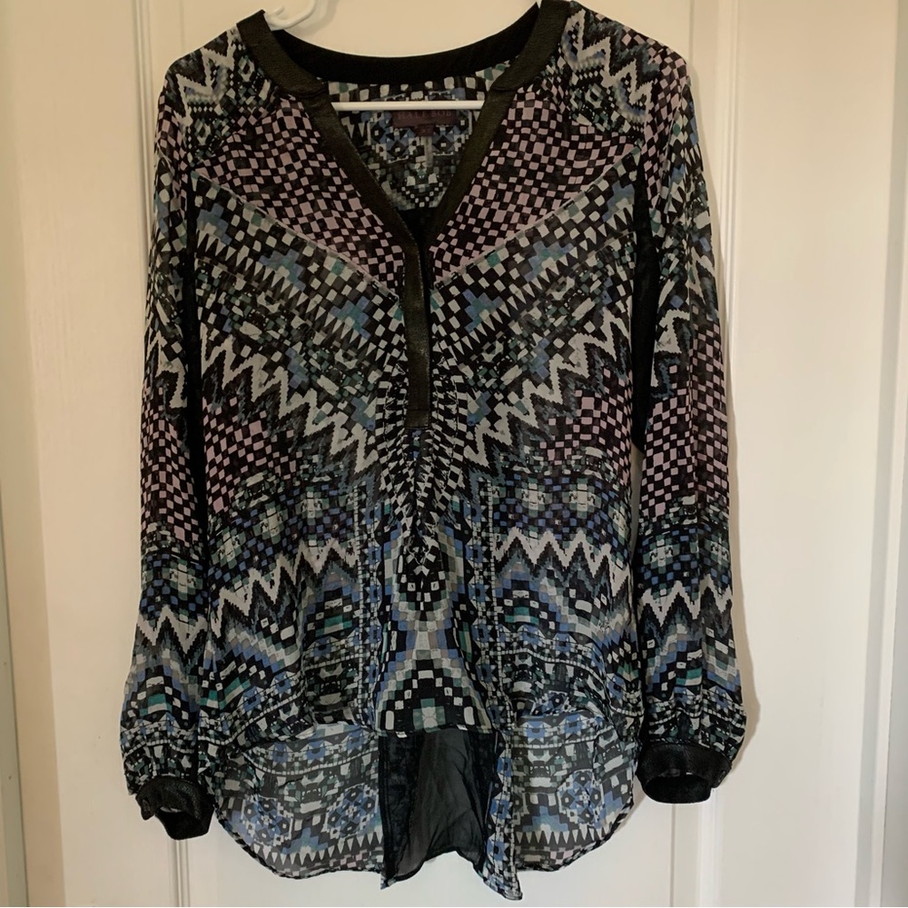 Hale Bob western print silk long blouse